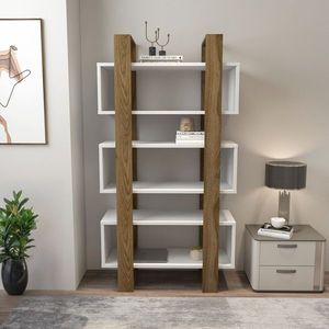 Corp biblioteca, Zena Home, Reina, 80x150x.29 cm, PAL, Nuc/Alb imagine