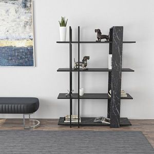 Corp biblioteca, Zena Home, Onno, 120x160x31 cm, PAL, Alb/Negru imagine