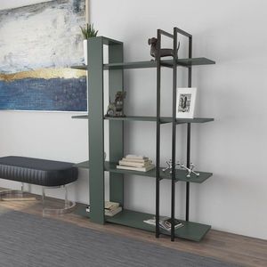 Corp biblioteca, Zena Home, Onno, 120x160x31 cm, PAL, Verde/Negru imagine