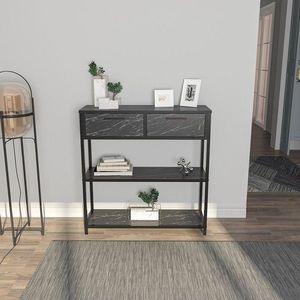 Dulap, Zena Home, Latho, 90x92x30 cm, PAL, Alb/Negru imagine