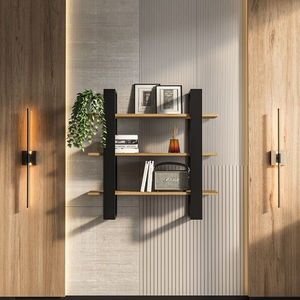 Raft de perete, Zena Home, Suno, 90x90x22 cm, PAL, Stejar negru / Oud imagine