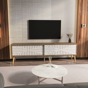 Comoda TV, Zena Home, Riso, 180x54x35 cm, PAL, Nuc/Alb imagine