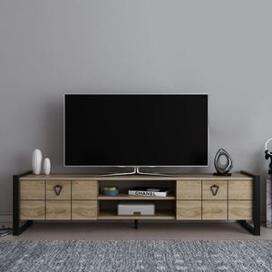 Comoda TV, Zena Home, Mila, 184x45x34 cm, PAL, Oud Stejar / Negru imagine