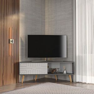 Comoda TV, Zena Home, Mora, 140x54x45 cm, PAL, Antracit/Alb imagine