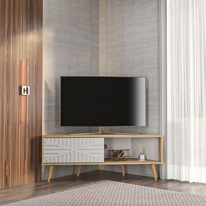 Comoda TV, Zena Home, Mora, 140x54x45 cm, PAL, Stejar Safir / Alb imagine