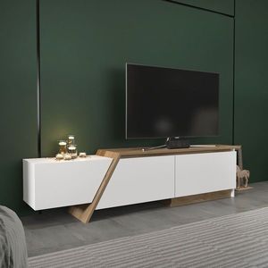 Comoda TV, Zena Home, Zonas, 180x28 cm, PAL, Alb/Maro imagine