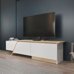 Comoda TV, Zena Home, Zonas, 180x28 cm, PAL, Stejar alb / safir imagine