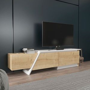 Comoda TV, Zena Home, Zonas, 180x28 cm, PAL, Stejar Safir / Alb imagine