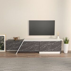Comoda TV, Zena Home, Zonas, 180x28 cm, PAL, Gri/Alb imagine