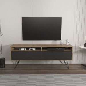 Comoda TV, Zena Home, Flay, 140x53 cm, PAL, Nuc / Negru imagine