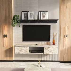 Comoda TV, Zena Home, Elia, 140x25 cm, PAL, Efes / Alb imagine