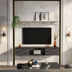 Comoda TV, Zena Home, Elia, 140x25 cm, PAL, Efes / Alb imagine