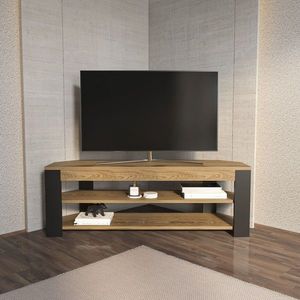 Comoda TV, Zena Home, Rita, 120x42x35 cm, PAL, Stejar Oud / Antracit imagine