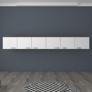 Dulap de perete, Rani, BA132, 243x45x48 cm, PAL, Nuc/Alb imagine