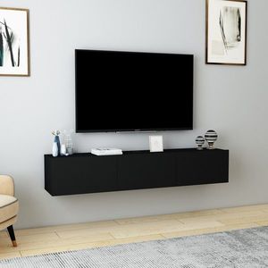 Comoda TV, Dovelle, Denby, 160x29 cm, PAL, Negru imagine