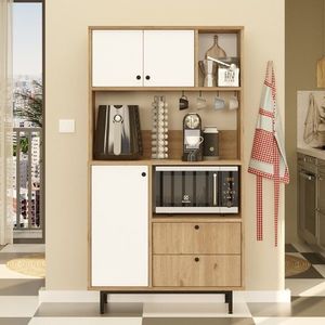 Dulap multifunctional, Locelso, RE3-SW, 88x161 cm, PAL, Stejar / Alb imagine