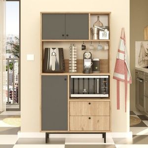 Dulap multifunctional, Locelso, RE3-SA, 88x161 cm, PAL, Stejar / Antracit imagine