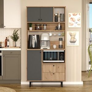 Dulap multifunctional, Locelso, RE4-SA, 88x180x35 cm, PAL, Stejar / Antracit imagine