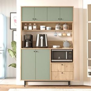 Dulap multifunctional, Locelso, RE5-SY, 120x180x35 cm, PAL, Stejar / Verde imagine