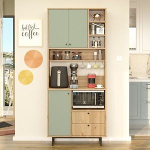 Dulap multifunctional, Locelso, RE6-SY, 88x205x35 cm, PAL, Stejar / Verde imagine