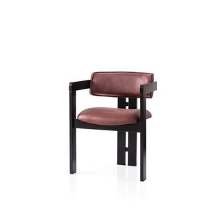 Scaun, Nmobb, Cozy, 57x76x44 cm, Lemn de fag, Negru/Rosu imagine