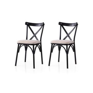Set scaune 2 piese, Nmobb, Ekol, Cadru: 100% FIER, Negru / Crem imagine