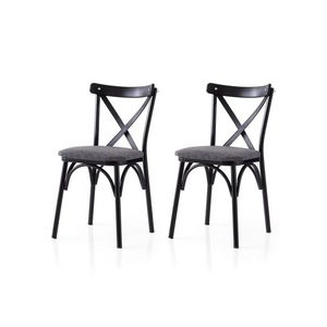 Set scaune 2 piese, Nmobb, Ekol, Cadru: 100% FIER, Negru / Antracit imagine