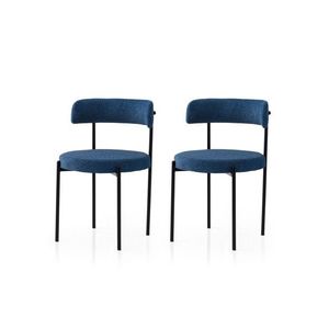 Set scaune 2 piese, Nmobb, Gını, Cadru: 100% FIER, Negru / Albastru închis imagine