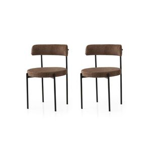 Set scaune 2 piese, Nmobb, Gını, Cadru: 100% FIER, Negru/Maro imagine