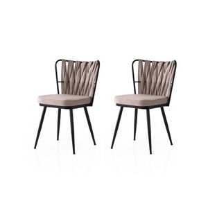 Set scaune 2 piese, Nmobb, Kuşaklı, Cadru: 100% FIER, Negru / nurcă imagine