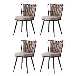 Set scaune 4 piese, Nmobb, Kuşaklı, Cadru: 100% FIER, Negru / nurcă imagine