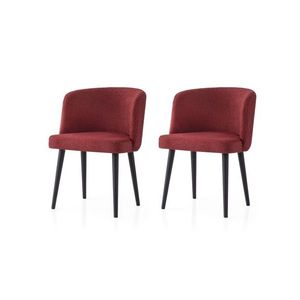 Set scaune 2 piese, Nmobb, Soft, Cadru: 100% FIER, Negru/Rosu imagine