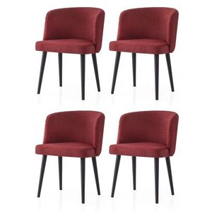 Set scaune 4 piese, Nmobb, Soft, Cadru: 100% FIER, Negru/Rosu imagine