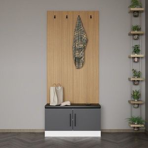 Cuier de perete, Minerva, Noah, 90x210x35 cm, PAL, Antracit imagine