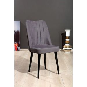Set scaune 4 piese, Beckley, Vega, MDF , Gri/Negru imagine