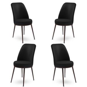 Set scaune 4 piese, Charlotte, Dexa, Metal, Negru/Maro imagine