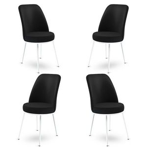 Set scaune 4 piese, Charlotte, Dexa, Metal, Alb/Negru imagine