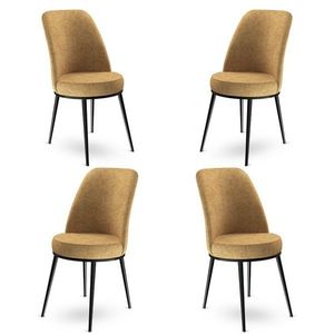 Set scaune 4 piese, Charlotte, Dexa, Metal, Cappuccino / Negru imagine