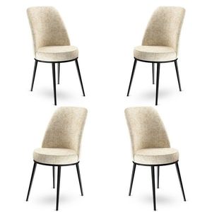 Set scaune 4 piese, Charlotte, Dexa, Metal, Crem/Negru imagine