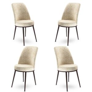 Set scaune 4 piese, Charlotte, Dexa, Metal, Crem/Maro imagine
