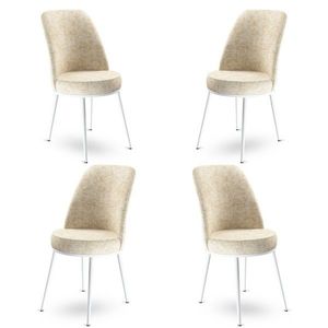 Set scaune 4 piese, Charlotte, Dexa, Metal, Crem/Alb imagine