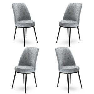 Set scaune 4 piese, Charlotte, Dexa, Metal, Gri/Negru imagine