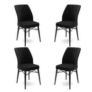 Set scaune 4 piese, Charlotte, Flex, Metal, Negru imagine