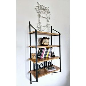 Raft de perete, Valovi, Raffy3, 60x120x28 cm, PAL, Negru / Pin Atlantic imagine