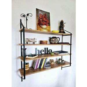 Raft de perete, Valovi, Raffy4, 120x120x28 cm, PAL, Negru / Pin Atlantic imagine