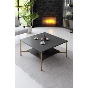 Masuta de cafea, Bexley, Gold Line, 80x80x40 cm, PAL, Antracit / Negru imagine