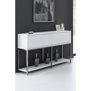 Consola, Bexley, Lord, 150x80x30 cm, PAL, Alb / Argintiu imagine