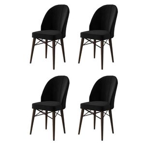 Set scaune 4 piese, Charlotte, Ritim, Metal, Negru/Maro imagine