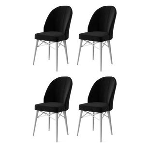 Set scaune 4 piese, Charlotte, Ritim, Metal, Alb/Negru imagine