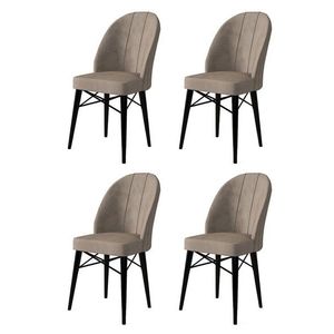 Set scaune 4 piese, Charlotte, Ritim, Metal, Cappuccino / Negru imagine